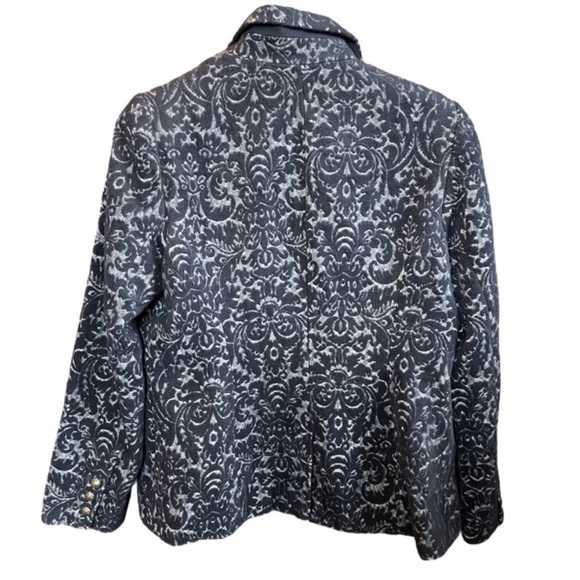 Cabi Wool Blend Jacquard Navy and Gray Jacket size 12 - Picture 5 of 16